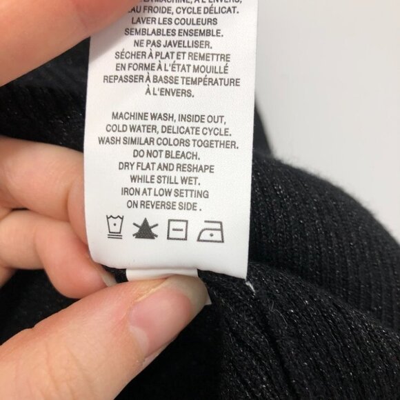 Reitmans Black flattering Diamond neck long sleeve shimmer knit sweater  L - Picture 5 of 14